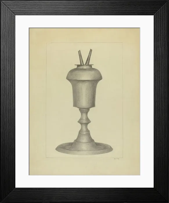 Framed Print : Camphene Lamp, c. 1936. Creator: E. Dorsey Bruen Framed Print : Camphene Lamp, c. 1936. Creator: E. Dorsey Bruen