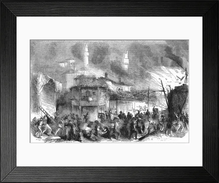 Framed Print : The Conflagration at Varna, 1854. Creator: Unknown Framed Print : The Conflagration at Varna, 1854. Creator: Unknown