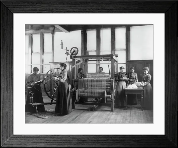 Framed Print : African-American women weaving rug in home economics class at Hampton Institute, Va. 1899 or 1900. Creator: Frances Benjamin Johnston Framed Print : African-American women weaving rug in home economics class at Hampton Institute, Va. 1899 or 1900. Creator: Frances Benjamin Johnston