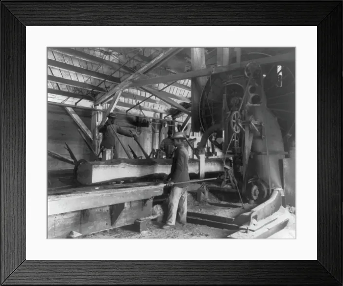 Framed Print : Three young black men working in lumber mill at Hampton Institute, Hampton, Va. 1899 or 1900. Creator: Frances Benjamin Johnston Framed Print : Three young black men working in lumber mill at Hampton Institute, Hampton, Va. 1899 or 1900. Creator: Frances Benjamin Johnston
