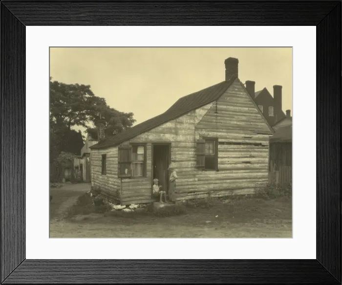 Framed Print : Cabin on alley by Fall Run, Scott's Hill, Falmouth, between 1925 and 1929. Creator: Frances Benjamin Johnston Framed Print : Cabin on alley by Fall Run, Scott's Hill, Falmouth, between 1925 and 1929. Creator: Frances Benjamin Johnston