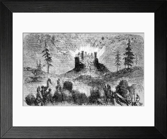 Framed Print : Explosion of Fort Prasto at Bomarsund, 1854. Creator: Unknown Framed Print : Explosion of Fort Prasto at Bomarsund, 1854. Creator: Unknown