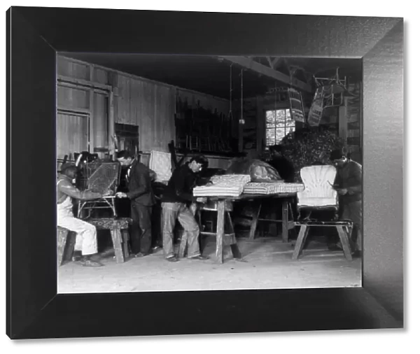 Teacher and four students making furniture at Hampton Institute, Hampton, Va. 1899 or 1900. Creator: Frances Benjamin Johnston