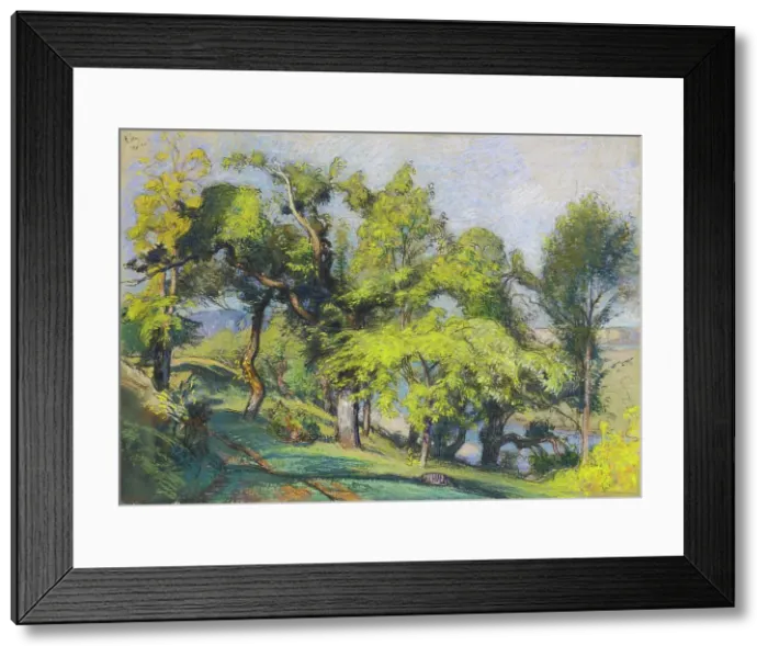 Framed Print : Chestnut Trees above a River, c.1900. Creator: Auguste Lepere Framed Print : Chestnut Trees above a River, c.1900. Creator: Auguste Lepere