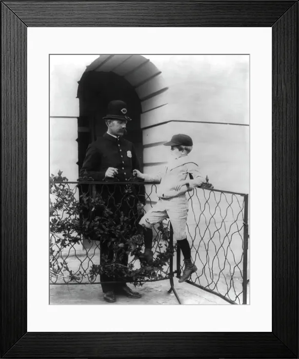 Framed Print : Archie Roosevelt and his friend the policeman, c1902 June 17. Creator: Frances Benjamin Johnston Framed Print : Archie Roosevelt and his friend the policeman, c1902 June 17. Creator: Frances Benjamin Johnston