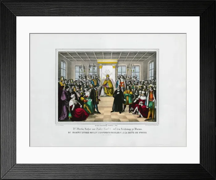 Framed Print : Martin Luther at the Diet of Worms of 1521: Here I stand, I can do no other'. Creator: Wentzel, Johann Friedrich (1807-1869). Martin Luther at the Diet of Worms of 1521: Here I stand, I can do no other Framed Print : Martin Luther at the Diet of Worms of 1521: Here I stand, I can do no other'. Creator: Wentzel, Johann Friedrich (1807-1869). Martin Luther at the Diet of Worms of 1521: Here I stand, I can do no other