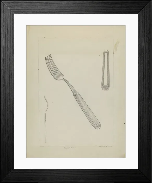 Framed Print : Silver Fork (Rogers Silverware), c. 1936. Creator: Ludmilla Calderon Framed Print : Silver Fork (Rogers Silverware), c. 1936. Creator: Ludmilla Calderon