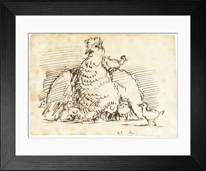 Framed Print : Hens and Chicks. Creator: John Linnell Framed Print : Hens and Chicks. Creator: John Linnell