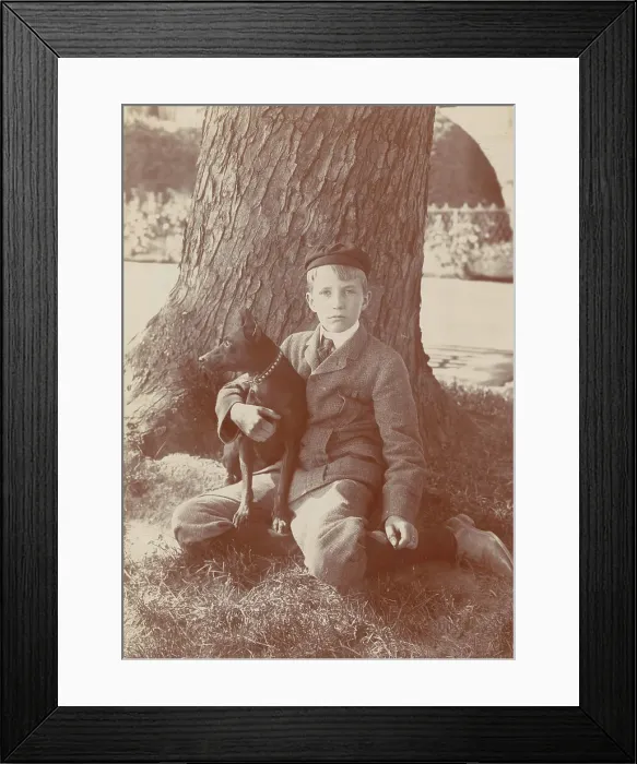Framed Print : Kermit Roosevelt and Jack, the dog, 1902. Creator: Frances Benjamin Johnston Framed Print : Kermit Roosevelt and Jack, the dog, 1902. Creator: Frances Benjamin Johnston
