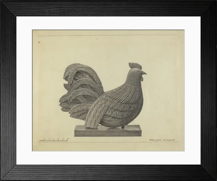 Framed Print : Weather Vane - Cock, 1935 / 1942. Creator: Rollington Campbell Framed Print : Weather Vane - Cock, 1935 / 1942. Creator: Rollington Campbell