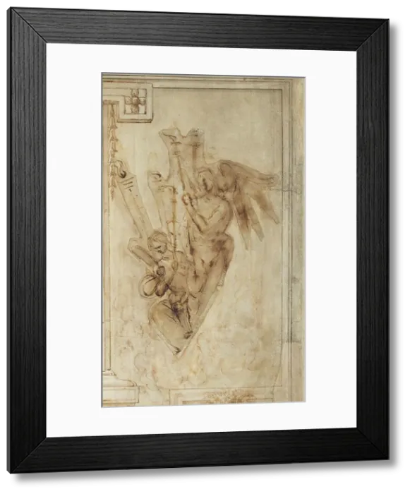 Framed Print : Two Angels Carrying Torches, c. 1501. Creator: Filippino Lippi Framed Print : Two Angels Carrying Torches, c. 1501. Creator: Filippino Lippi