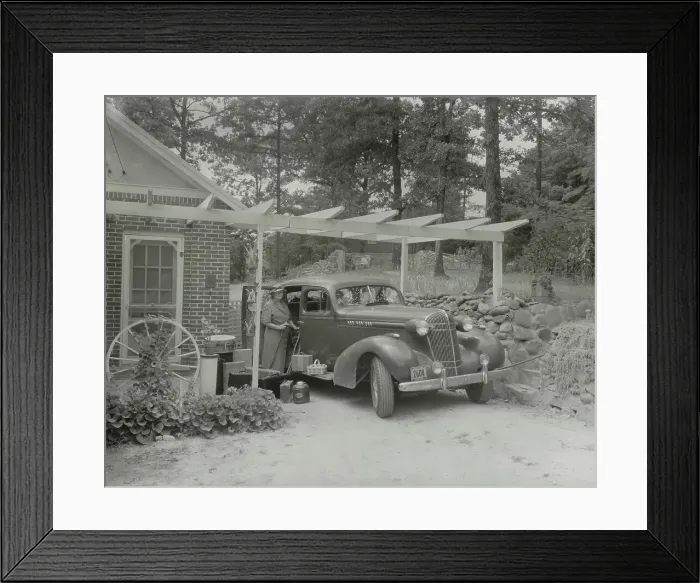 Framed Print : Frances B. Johnston at the Wheel Inn, Morganton, N.C. 1938. Creator: Frances Benjamin Johnston Framed Print : Frances B. Johnston at the Wheel Inn, Morganton, N.C. 1938. Creator: Frances Benjamin Johnston