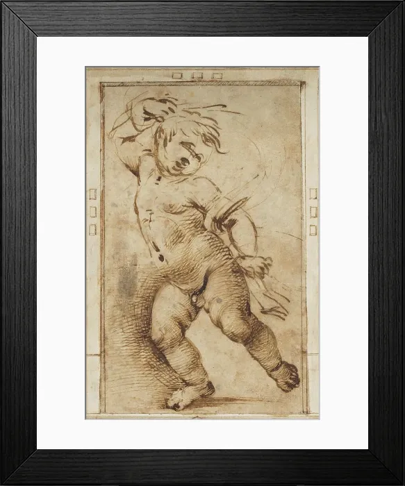 Framed Print : Dancing Putto Holding a Drapery, c. 1493 / 1497. Creator: Filippino Lippi Framed Print : Dancing Putto Holding a Drapery, c. 1493 / 1497. Creator: Filippino Lippi