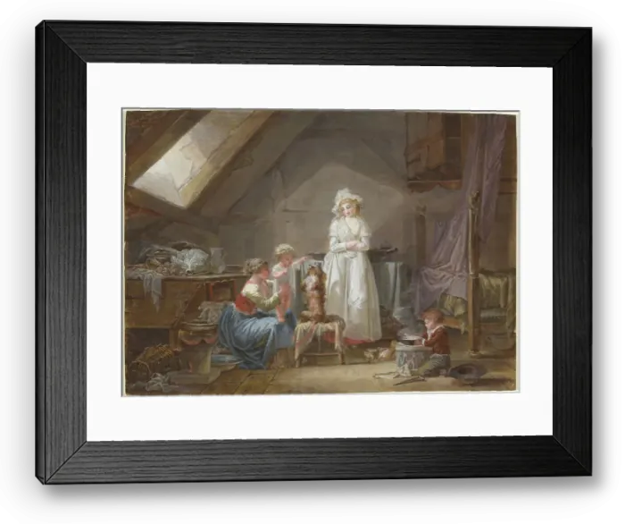 Framed Print : Young French Marquise in Exile in Lausanne, 1789. Creator: Jean-Baptiste Mallet Framed Print : Young French Marquise in Exile in Lausanne, 1789. Creator: Jean-Baptiste Mallet