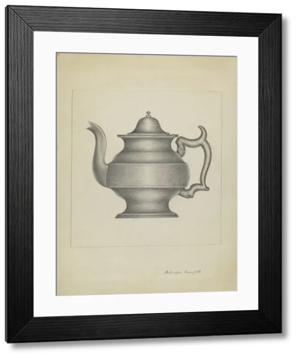 Framed Print : Pewter Teapot, c. 1936. Creator: Rollington Campbell Framed Print : Pewter Teapot, c. 1936. Creator: Rollington Campbell