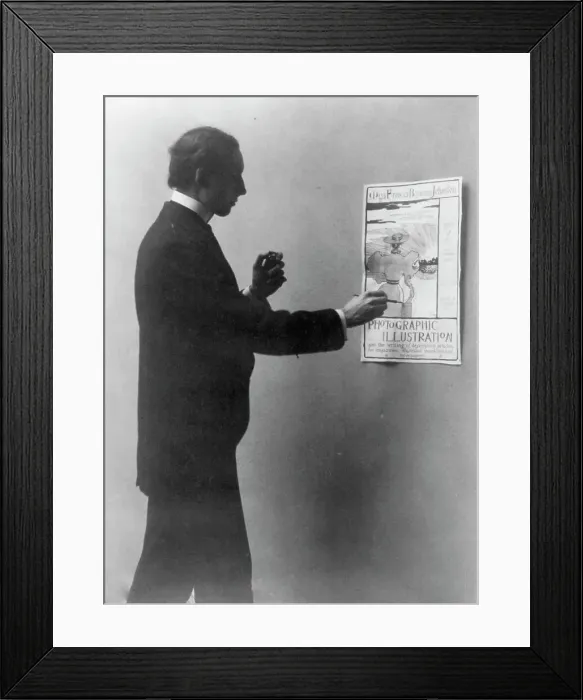 Framed Print : Mills Thompson...drawing Frances Benjamin Johnston business poster, c1890 - c1910. Creator: Frances Benjamin Johnston Framed Print : Mills Thompson...drawing Frances Benjamin Johnston business poster, c1890 - c1910. Creator: Frances Benjamin Johnston