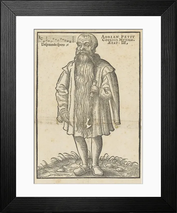 Framed Print : Portrait of composer and musicologist Adrianus Petit Coclico (1499-1562 / 63), 1552. Creator: Anonymous Framed Print : Portrait of composer and musicologist Adrianus Petit Coclico (1499-1562 / 63), 1552. Creator: Anonymous