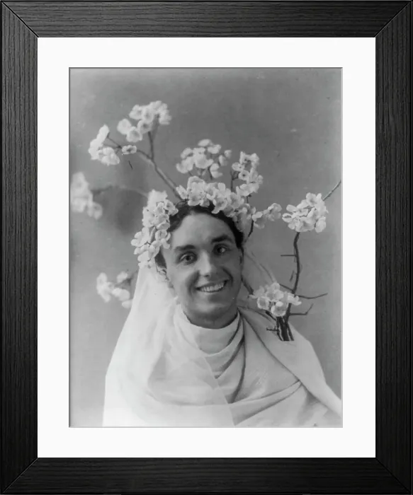 Framed Print : Mills Thompson, head-and-shoulders portrait, facing right, with cherry... between c1890 and c1910. Creator: Frances Benjamin Johnston Framed Print : Mills Thompson, head-and-shoulders portrait, facing right, with cherry... between c1890 and c1910. Creator: Frances Benjamin Johnston