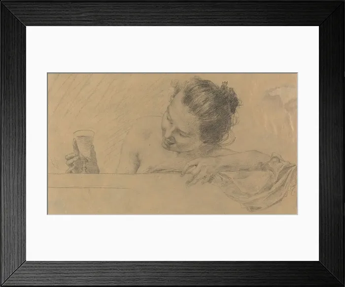 Framed Print : Woman in Bath, Holding a Glass of Wine, 1898. Creator: Karel Vitezslav Masek Framed Print : Woman in Bath, Holding a Glass of Wine, 1898. Creator: Karel Vitezslav Masek