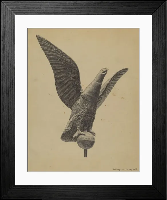 Framed Print : Weather Vane Finial, c. 1936. Creator: Rollington Campbell Framed Print : Weather Vane Finial, c. 1936. Creator: Rollington Campbell