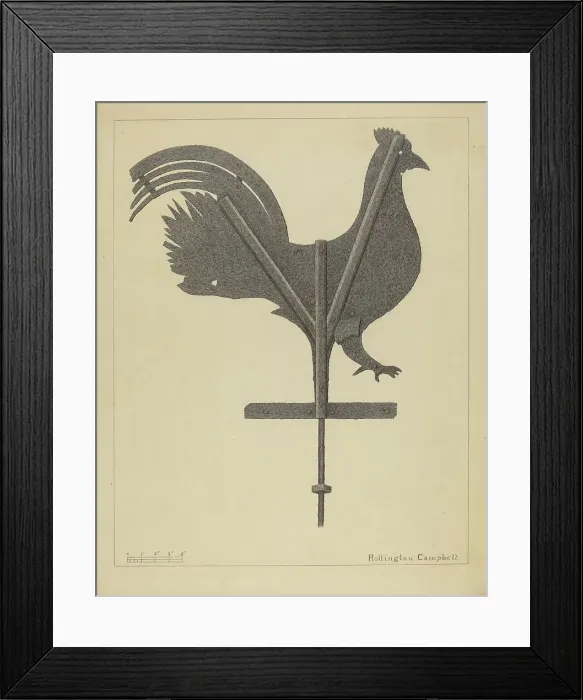 Framed Print : Weather Vane - Cock, c. 1936. Creator: Rollington Campbell Framed Print : Weather Vane - Cock, c. 1936. Creator: Rollington Campbell