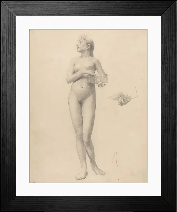 Framed Print : Standing Nude Woman Holding a Box, 1896. Creator: Karel Vitezslav Masek Framed Print : Standing Nude Woman Holding a Box, 1896. Creator: Karel Vitezslav Masek