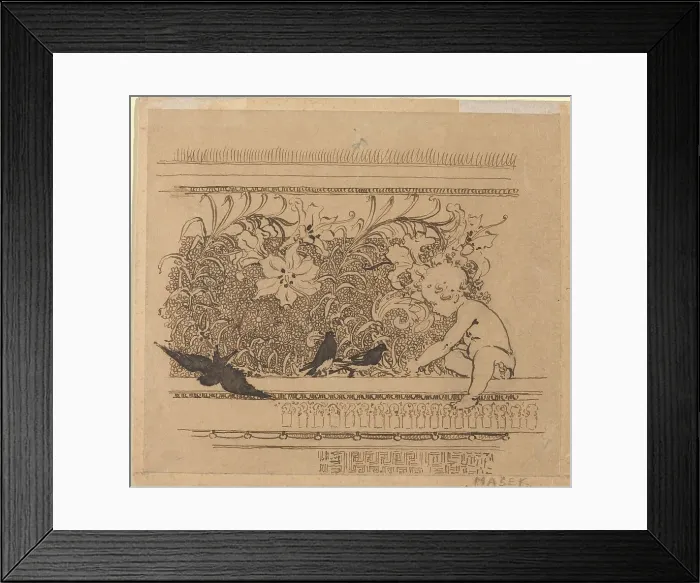 Framed Print : Ornamental Design with Birds and Lily, c.1900. Creator: Karel Vitezslav Masek Framed Print : Ornamental Design with Birds and Lily, c.1900. Creator: Karel Vitezslav Masek