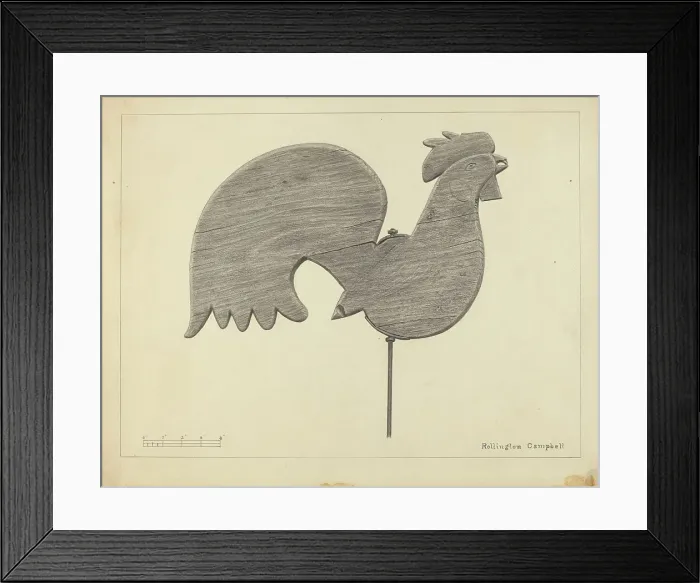 Framed Print : Cock Weather Vane, c. 1936. Creator: Rollington Campbell Framed Print : Cock Weather Vane, c. 1936. Creator: Rollington Campbell