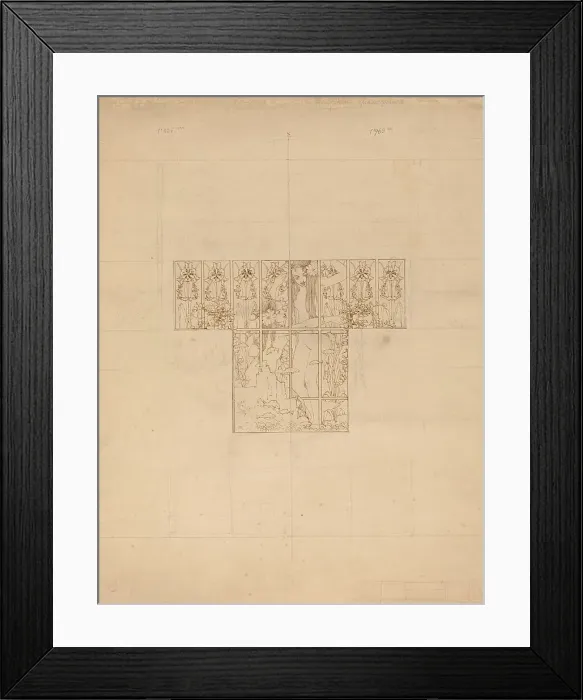 Framed Print : Nude and Fish with Flowers (Study for etched bathroom window), c.1900. Creator: Karel Vitezslav Masek Framed Print : Nude and Fish with Flowers (Study for etched bathroom window), c.1900. Creator: Karel Vitezslav Masek