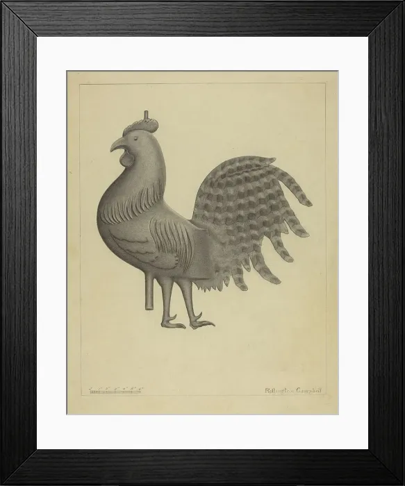 Framed Print : Weather Vane - Cock, 1935 / 1942. Creator: Rollington Campbell Framed Print : Weather Vane - Cock, 1935 / 1942. Creator: Rollington Campbell