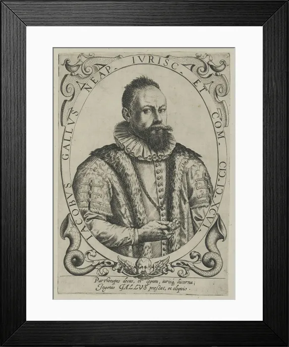 Framed Print : Portrait of the composer Jacobus Gallus (1550-1591), First Half of 17th cen.. Creator: Anonymous Framed Print : Portrait of the composer Jacobus Gallus (1550-1591), First Half of 17th cen.. Creator: Anonymous