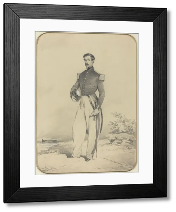 Framed Print : French Officer, 1852. Creator: Célestin Nanteuil Framed Print : French Officer, 1852. Creator: Célestin Nanteuil