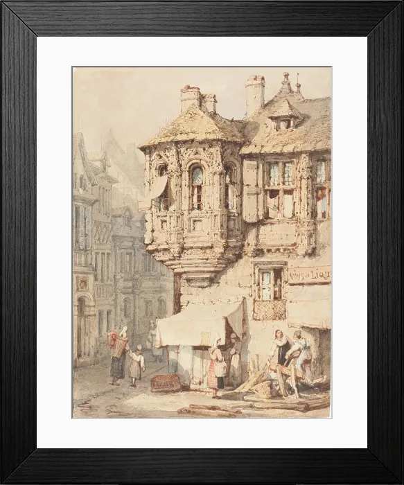 Framed Print : French Street Scene with a Medieval Turret. Creator: Samuel Prout Framed Print : French Street Scene with a Medieval Turret. Creator: Samuel Prout