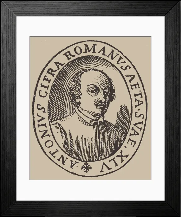Framed Print : Portrait of the composer Antonio Cifra (1584-1629). Creator: Anonymous Framed Print : Portrait of the composer Antonio Cifra (1584-1629). Creator: Anonymous