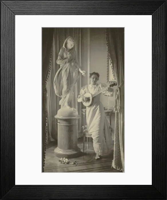 Framed Print : Miss Apperson playing banjo...Sen. George Hearst's residence, Washington, D.C. 1895. Creator: Frances Benjamin Johnston. Miss Apperson playing banjo...Sen. George Hearst's residence, Washington, D.C. 1895 Framed Print : Miss Apperson playing banjo...Sen. George Hearst's residence, Washington, D.C. 1895. Creator: Frances Benjamin Johnston. Miss Apperson playing banjo...Sen. George Hearst's residence, Washington, D.C. 1895