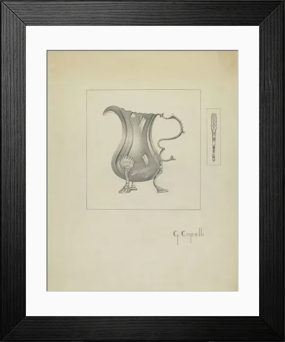 Framed Print : Silver Creamer, c. 1936. Creator: Giacinto Capelli Framed Print : Silver Creamer, c. 1936. Creator: Giacinto Capelli