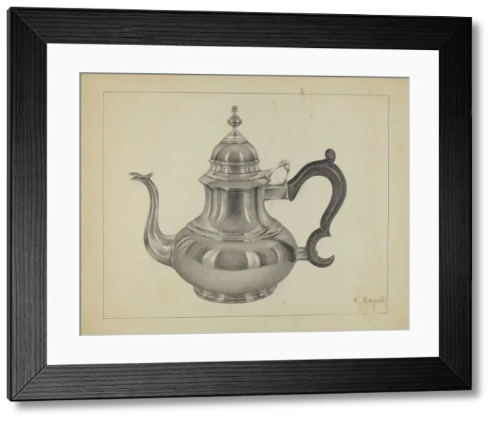 Framed Print : Silver Teapot, c. 1936. Creator: Giacinto Capelli Framed Print : Silver Teapot, c. 1936. Creator: Giacinto Capelli