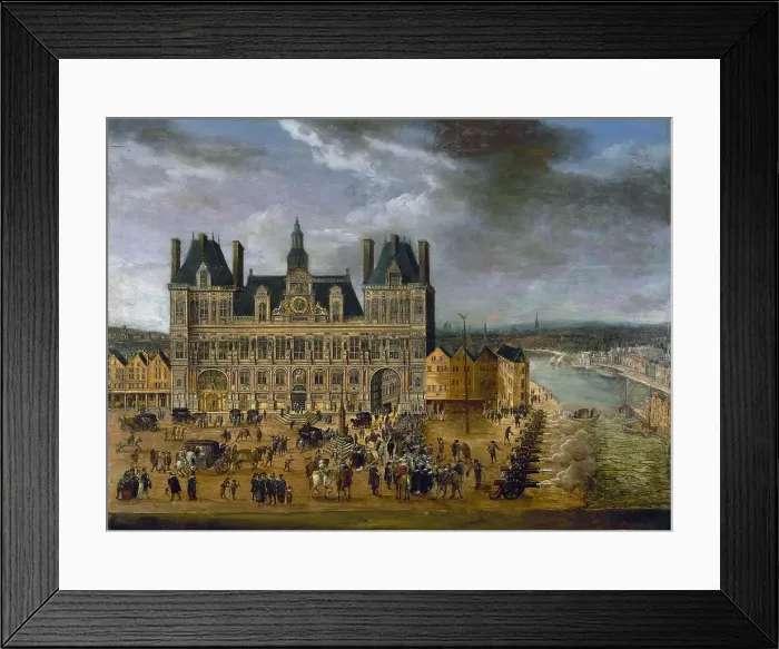 Framed Print : Place de Greve and Hotel de Ville, during a public holiday, around 1640. Creator: Unknown Framed Print : Place de Greve and Hotel de Ville, during a public holiday, around 1640. Creator: Unknown