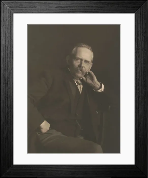 Framed Print : Jacob August Riis, three-quarter length portrait, c1900. Creator: Frances Benjamin Johnston Framed Print : Jacob August Riis, three-quarter length portrait, c1900. Creator: Frances Benjamin Johnston