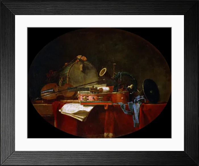 Framed Print : Attributes of Music, 1767. Creator: Chardin, Jean-Baptiste Siméon (1699-1779) Framed Print : Attributes of Music, 1767. Creator: Chardin, Jean-Baptiste Siméon (1699-1779)