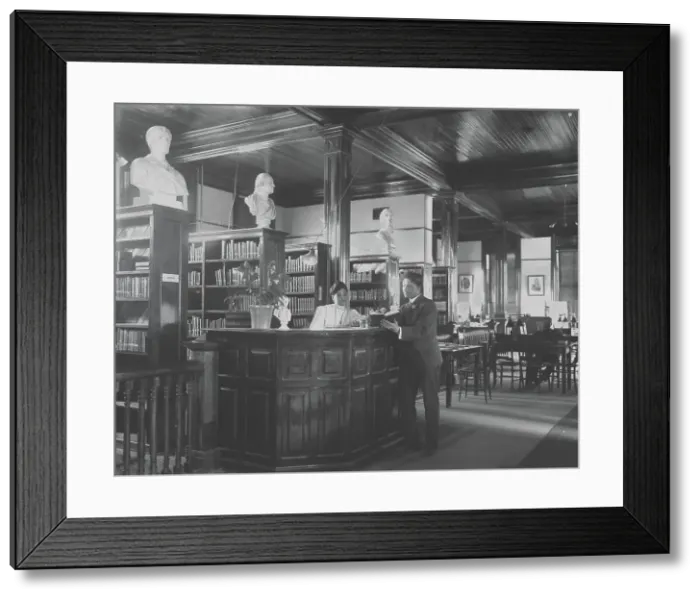 Framed Print : Library interior at Tuskegee Institute, 1906. Creator: Frances Benjamin Johnston Framed Print : Library interior at Tuskegee Institute, 1906. Creator: Frances Benjamin Johnston