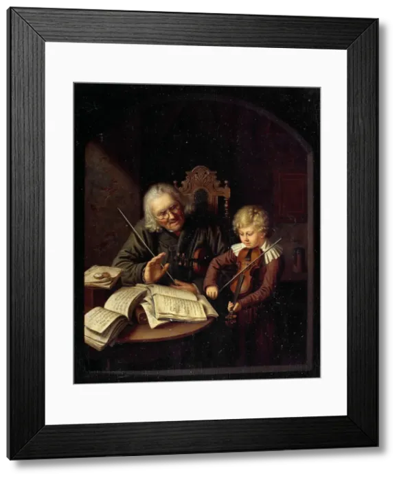 Framed Print : The Music Teacher, 1828. Creator: Schroeter, Constantin (1795-1835) Framed Print : The Music Teacher, 1828. Creator: Schroeter, Constantin (1795-1835)