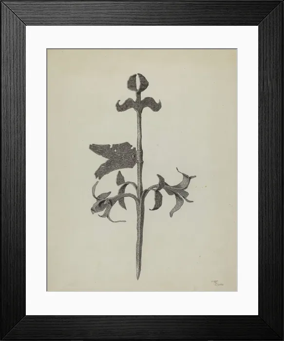 Framed Print : Wrought Iron Weather Vane, c. 1937. Creator: Hugh Clarke Framed Print : Wrought Iron Weather Vane, c. 1937. Creator: Hugh Clarke