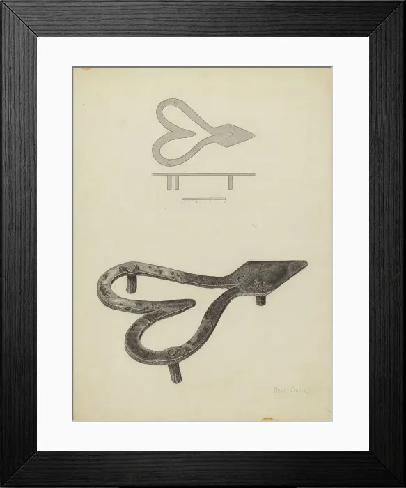Framed Print : Flat Iron Holder, c. 1940. Creator: Neva Coffey