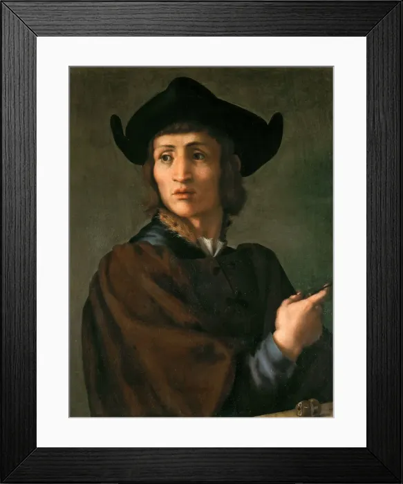 Framed Print : Portrait d'un graveur de pierres fines (Portrait of a gem engraver), ca 1518. Creator: Pontormo (1494-1557) Framed Print : Portrait d'un graveur de pierres fines (Portrait of a gem engraver), ca 1518. Creator: Pontormo (1494-1557)