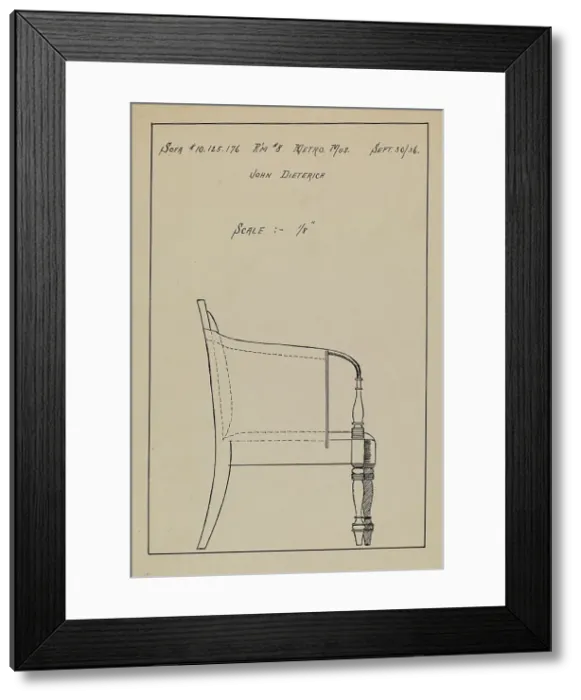 Framed Print : Sofa, 1936. Creator: John Dieterich Framed Print : Sofa, 1936. Creator: John Dieterich