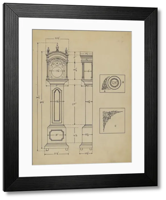 Framed Print : Clock, c. 1936. Creator: John Dieterich Framed Print : Clock, c. 1936. Creator: John Dieterich