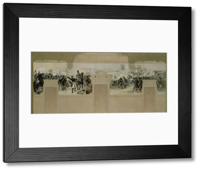 Framed Print : Sketch for the town hall at Pantin : Defence of Pantin in 1814 by General Compans, 1886. Creator: Francois Schommer Framed Print : Sketch for the town hall at Pantin : Defence of Pantin in 1814 by General Compans, 1886. Creator: Francois Schommer
