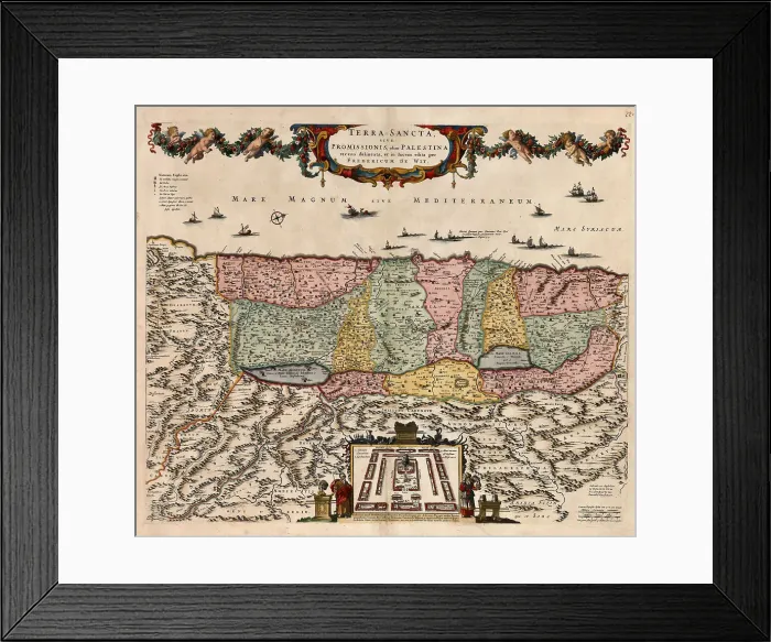 Framed Print : Map of the Holy Land Divided into the Twelve Tribes of Israel, 1670. Creator: Wit, Frederik de (1630-1706) Framed Print : Map of the Holy Land Divided into the Twelve Tribes of Israel, 1670. Creator: Wit, Frederik de (1630-1706)
