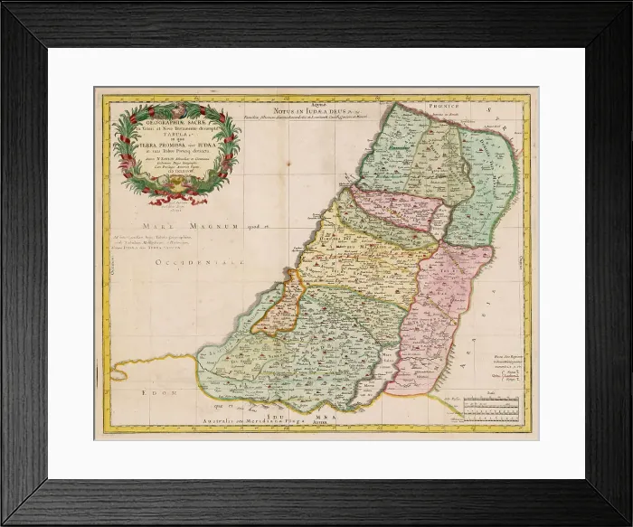 Framed Print : Map of the Holy Land Divided into the Twelve Tribes of Israel, 1679. Creator: Anonymous master Framed Print : Map of the Holy Land Divided into the Twelve Tribes of Israel, 1679. Creator: Anonymous master